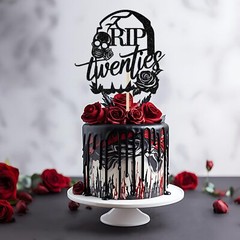 Rip Twenties 30th Birthday Cake Topper Black Glitter Death My 20s Funeral