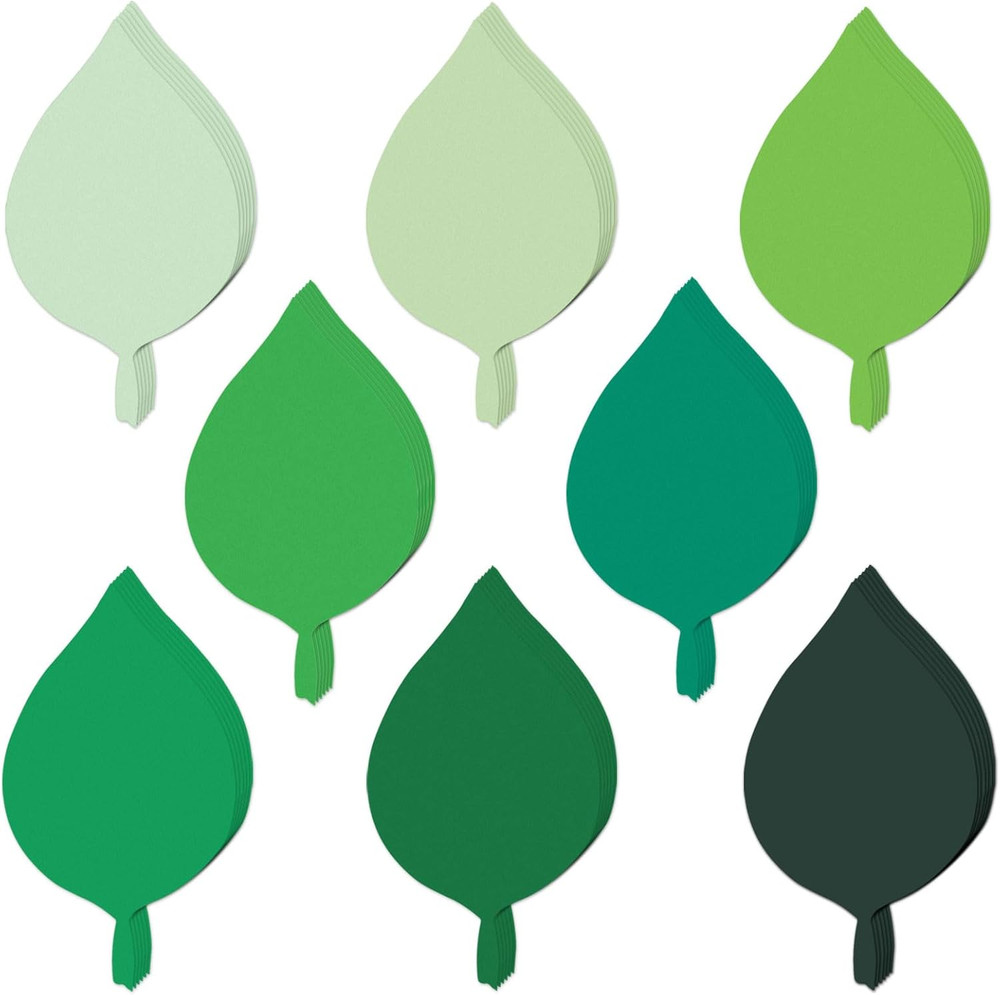 200 Pcs Paper Leaf Cutouts Assorted Green Color Leaf Cut Outs 4 Inch Paper Le…