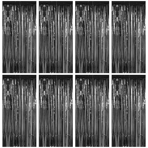 Elegant 2 Pack Black Foil Curtains – Perfect for Birthday & Graduation Parties
