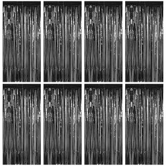 Elegant 2 Pack Black Foil Curtains – Perfect for Birthday & Graduation Parties
