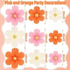 Pink and Orange Party Decorations Paper Flowers for