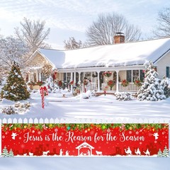 Large Christmas Banner Jesus Is the Reason for the Season Banner 8.2×1.6 ft C…