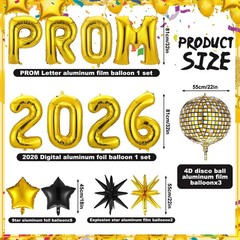23 Pcs Prom 2026 Balloons Set Graduation Decoration Class of 2026 Congrats Gr…