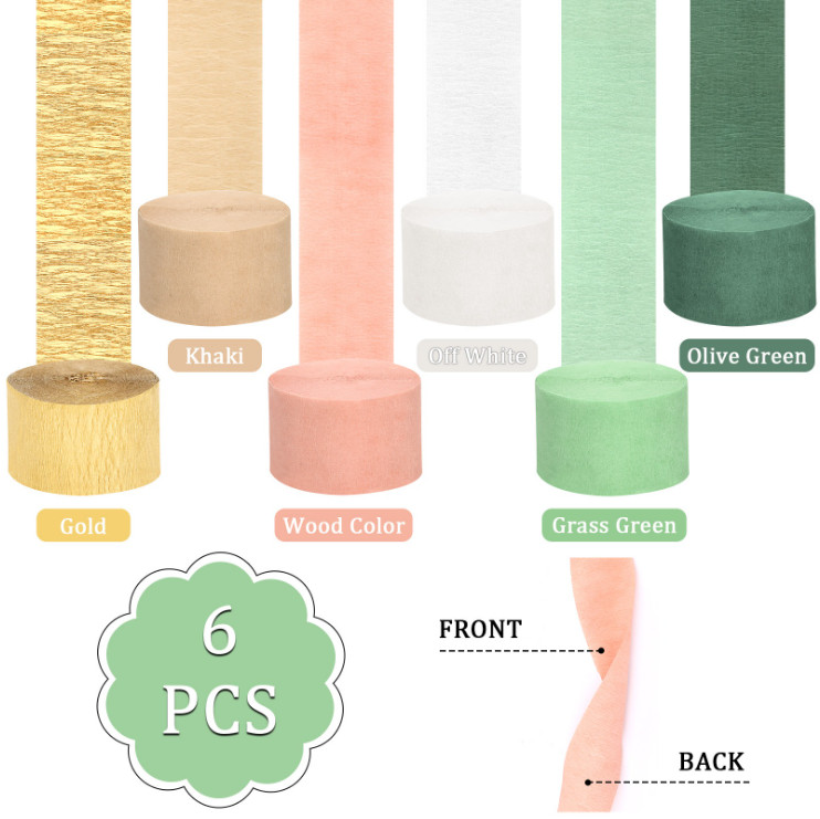 6 Rolls Crepe Paper Streamers Pastel Backdrop for Birthday Baby Shower DIY Decor