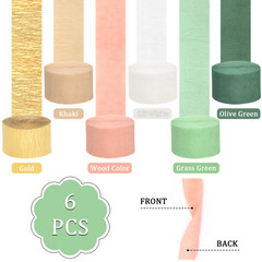 6 Rolls Crepe Paper Streamers Pastel Backdrop for Birthday Baby Shower DIY Decor