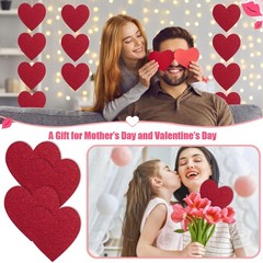 180 PCS Red Glitter Heart Shape Paper Cutouts 4 Inch Valentines Day Decor