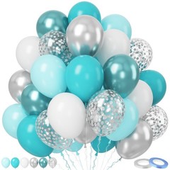 Teal Blue Balloons, 50Pcs Metallic Teal and Silver Balloons, Turquoise Light …