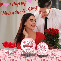 Romantic Valentine’s Day Disposable Party Tableware Set With Heart Theme Design