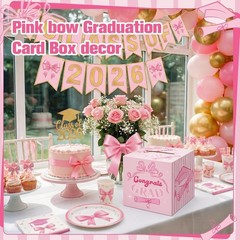 Vibrant Pink Bow Graduation Card Box – Perfect for 2026 Graduates