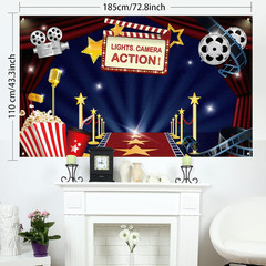 Movie Theme Party Backdrop Banner Photo Booth Background 72.8×43.3 Inch