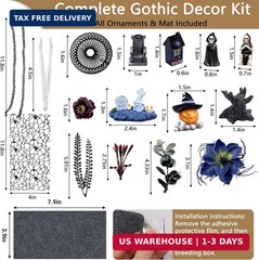 Acrylic Jumping Spider Enclosure Kit 16PCS with Decor | 19-pc gothic decor with