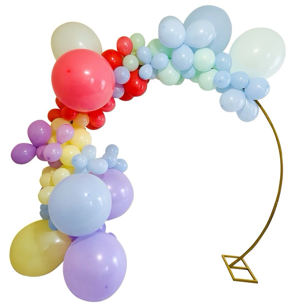 102 Pcs. Red Yellow Green Blue Purple 18″ 10″ 5″ Latex Balloon Garland Arch Kit