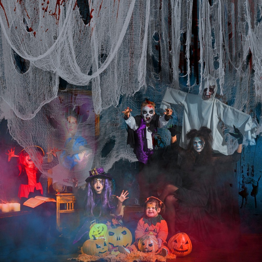 Spooky Halloween Fabric Grey Cloth for Creepy Window Decoration Decorations