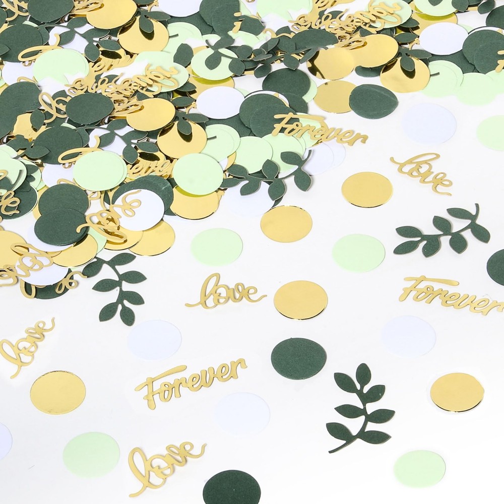 Sage Green Confetti, Wedding Table Decor, Bridal Shower Engagement