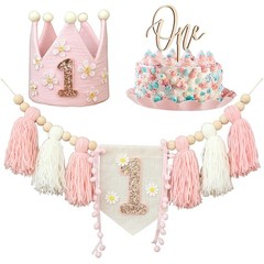 Boho Daisy Highchair Banner 1st Decorations Girl for First Decorations Set wi…