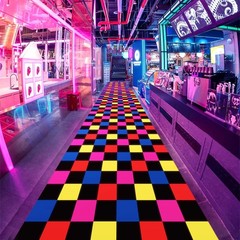 Neon UV Blacklight Reactive Square Dance Floor Runner Disco Party Decorations