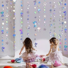 40 Ft Iridescent Mermaid Garland with 4 Count (Pack of 1), Banner