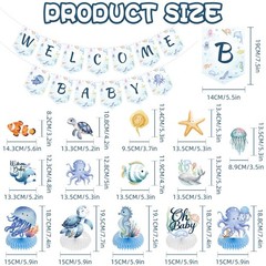Under the Sea Baby Shower Decorations, Ocean Animals Decorations Include Welc…