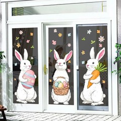 Farmhouse Easter Decorations Window Clings: Extra Large Bunny White
