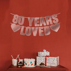 Pre-Strung 80th Birthday Banner – Rose Gold Glitter, Happy 80th Birthday Deco…