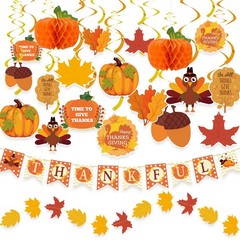 40PCS Thanksgiving Decorations – Pre-Assembled Banner & Garland, Hanging Deco…
