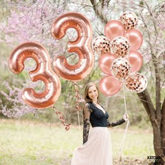 , Rose Gold 33 Balloon Numbers – 40 Inch | 33 Birthday Decorations for Women …