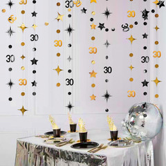 Black Gold 30Th Birthday Decorations Number 30 Circle Dot Twinkle Star Garland M