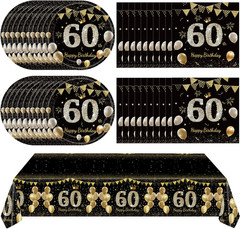 41Pcs 60Th Birthday Decorations for Men Women, Black Gold 60 Year Old Birthday P