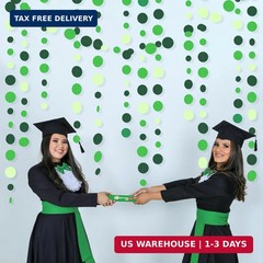 Green Party Decorations Ombre Green Circle Dots Garland Hanging Paper Polka Dot
