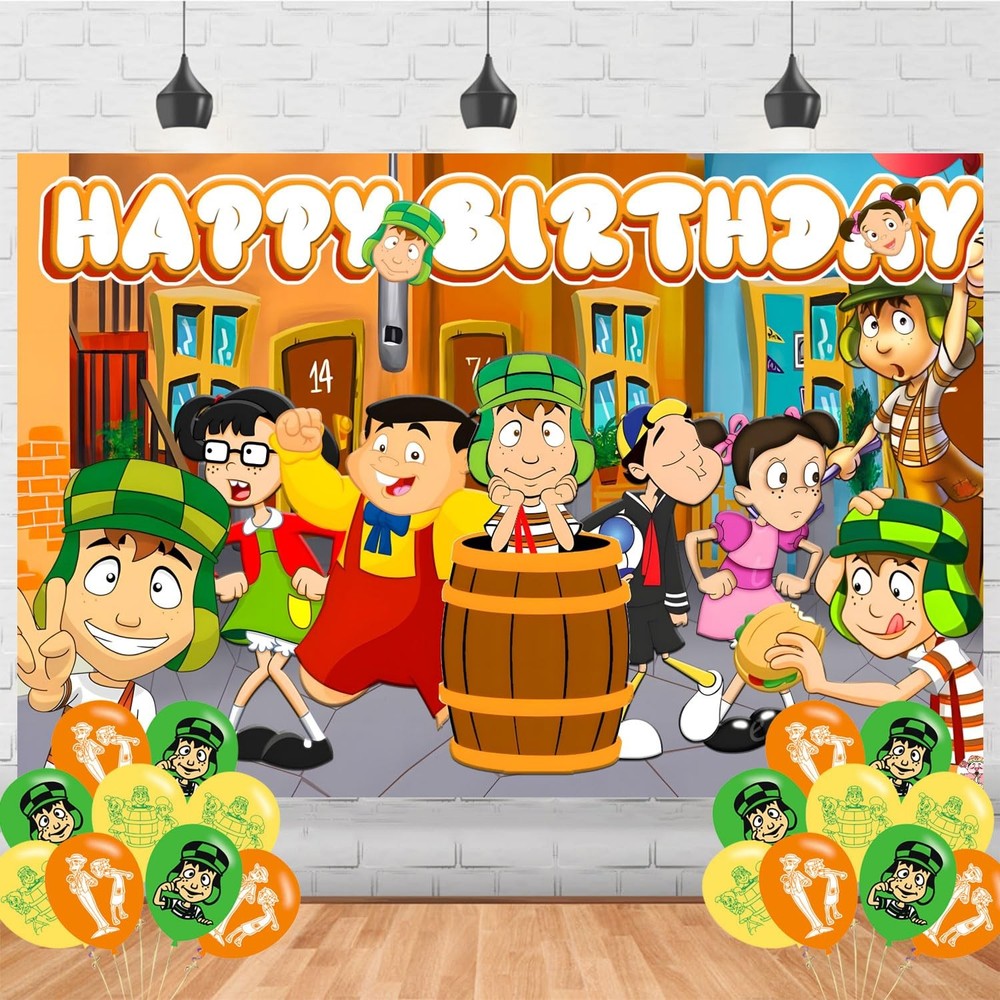 El Chavo Del Ocho Birthday Party Backdrop, 5x3ft, Purple, Cartoon, Includes 1…