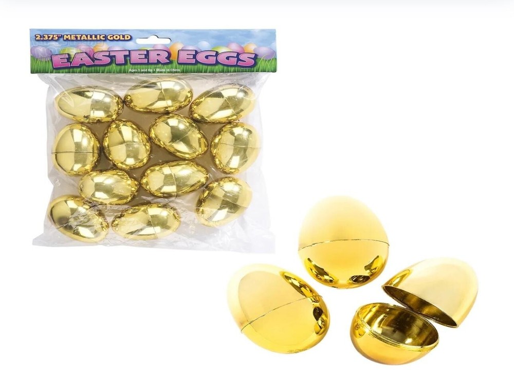 2.375″ Metallic Gold Easter Eggs – 12 Piece Assortment