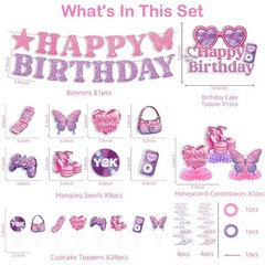 Y2K Party Decorations 35PCS Easy Setup Includes Banner Hanging Swirls Party