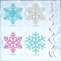 Snowflake Hanging Decorations, Winter Party Hanging Swirls Ceiling Streamers Pur
