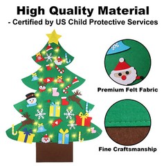 4FT DIY Felt Christmas Tree Set 36pcs Ornaments 5M 50LED String Light Xmas Decor