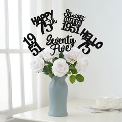 75th Birthday Centerpiece Sticks Cheers to 75 Black Floral Table Toppers 15