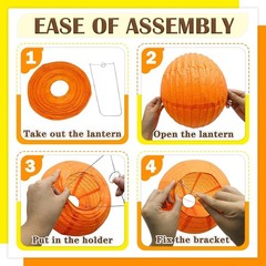 12 Pcs Fall Paper Lanterns, Yellow Orange Brown, Various sizes