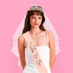 3 Pcs Bachelorette Party Decorations, Bride to Be Sash, Tiara, Crown, Bridal Sho