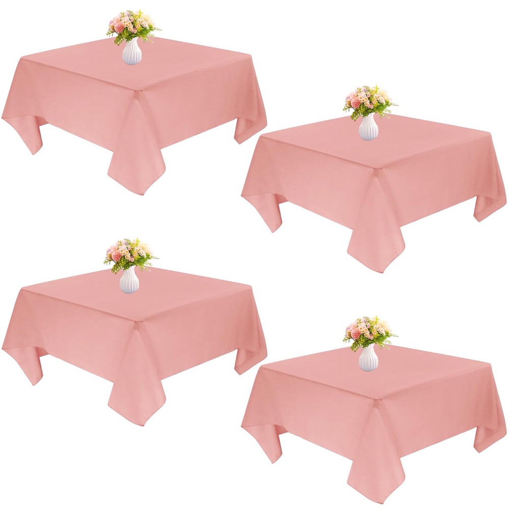 JALANCY 4-Pack 52″ Square Tablecloths, Machine Washable Polyester Fabric