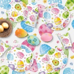 Easter Party Decorations Set – 102 Pcs Spring Watercolor Eggs Plates, Napkins, C