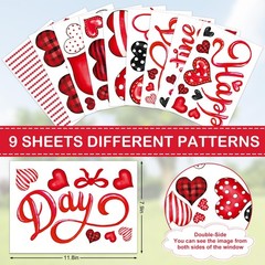 Valentine’s Day Window Clings Love Heart Window Stickers Double-Side Glass Deca