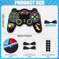 Large Neon Video Game Backdrop 70.9inch Gaming Party Decoration Handheld Video