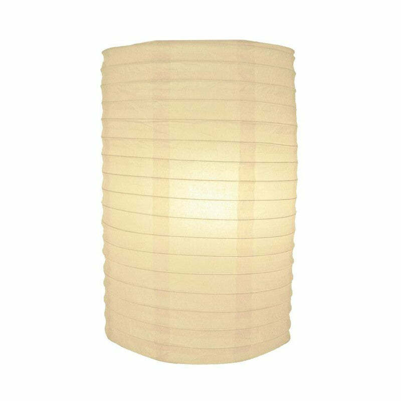 8″ Beige Cylinder Paper Lantern