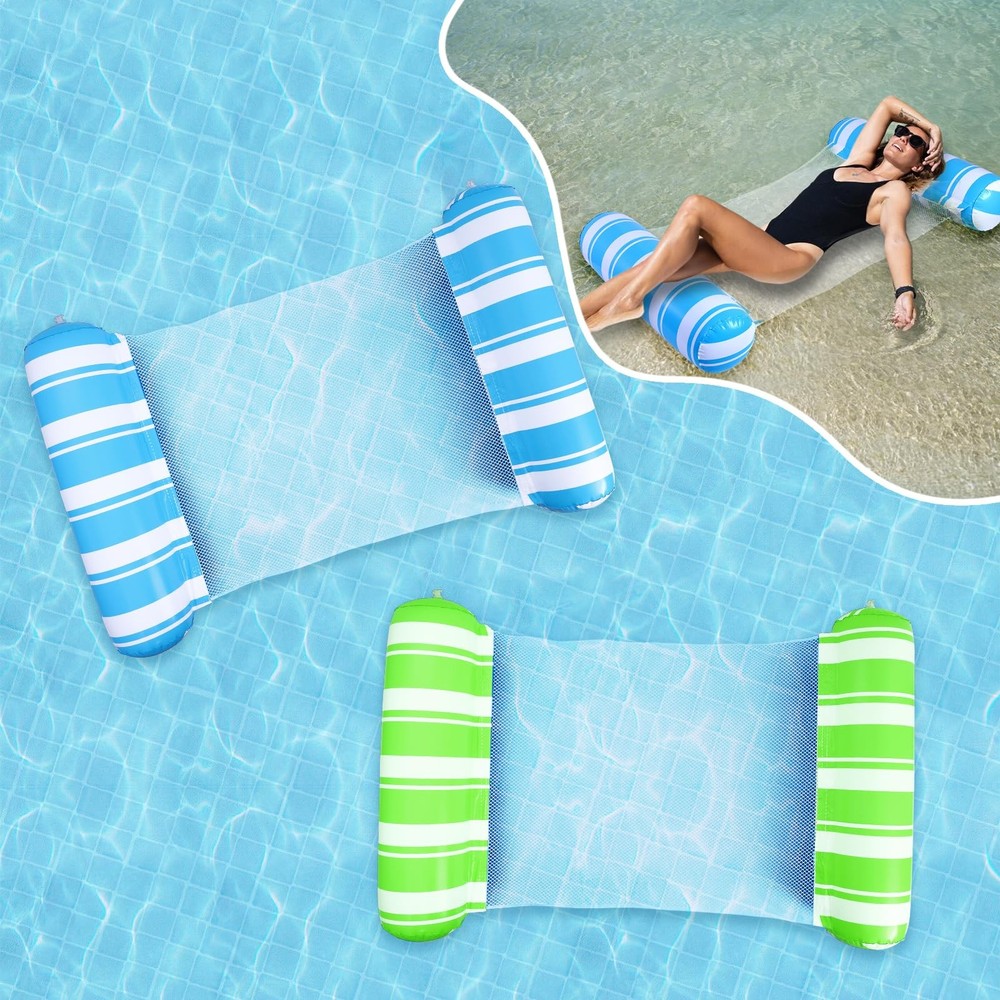 2 Pack Pool Float for Adults 4-in-1 Water Hammock Float, Saddle, Drifter, Lou…