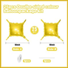 Metallic Gold Double Sided Square Foil Balloons Wall,19 Inches Chrome Foil Ba…