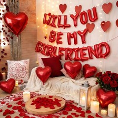 16 Inches Red ‘WILL YOU BE MY GIRLFRIEND’ Proposal Letter Balloons with Heart…