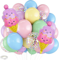 Pastel Balloons -12Inch Macaron Pink Blue Purple Green Yellow Confetti Rainbow L