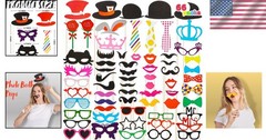 Joyin Toy Photo Booth Props 66 Pieces，Multicolor Kit for Graduation Wedding Part