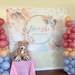 Boho Gender Reveal Backdrop He or She Boho Flowers Baby Shower 7x5ft