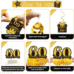 Black Gold 60Th Birthday Decorations – Back in 1966 Backdrop, Pre-Strung Banner,