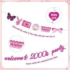 Y2K Party Decorations Early 2000S – 40 Pcs Pink Retro Themed Banner Party Hangin
